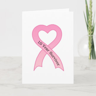 10 Year Survivor Pink Ribbon Greeting Card