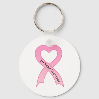 10 Year Survivor Pink Ribbon Keychain