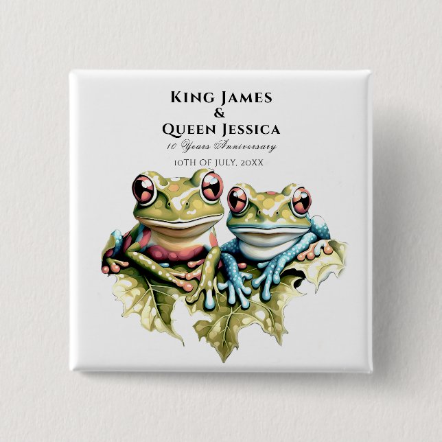 10 Year Wedding Anniversary Garden Casual Party Button (Front)