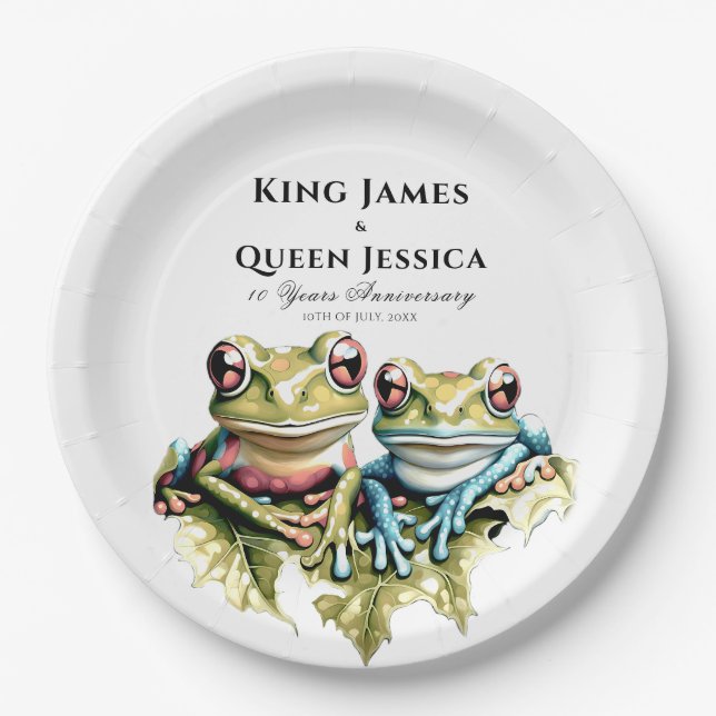 10 Year Wedding Anniversary Garden Casual Party Paper Plates (Front)