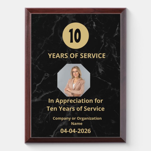 10 Year Work Anniversary | Employee Appreciation  Award Plaque (Vertical)