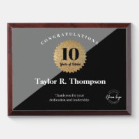 10 Year Work anniversary Gold Black Employee