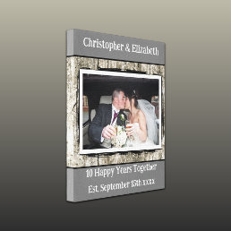 10 years anniversary photo faux wood white grey canvas print