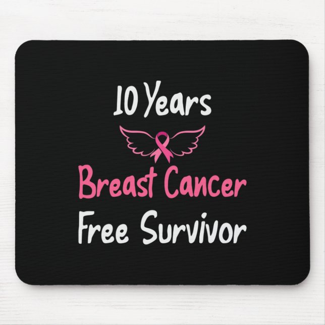 10 Years Breast Cancer Free Pink Breast Cancer Sur Mouse Pad (Front)