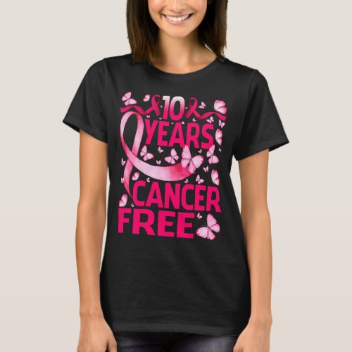 10 Years Breast Cancer Free Survivor Butterfly T_Shirt