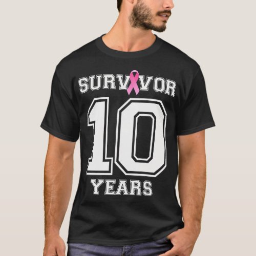 10 Years Breast Cancer Survivor For Women Pink T_Shirt