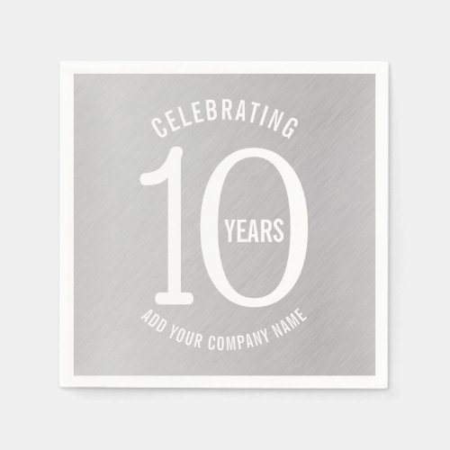 10 years corporate anniversary party metallic look napkins