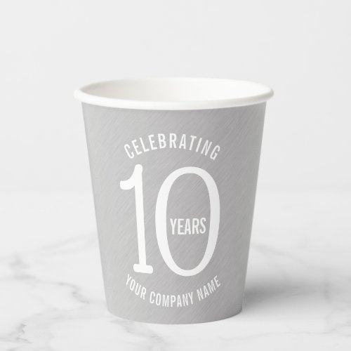 10 years corporate anniversary party silver  paper cups