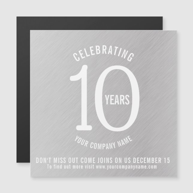 10 years corporate anniversary save the date promo magnetic invitation (Front/Back)