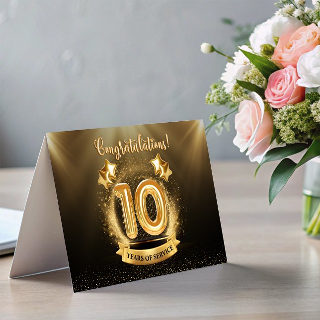 10 Years Employee Milestone Anniversary Fold Card (10 Years Employee Milestone Anniversary Fold Card)