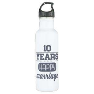 10 Years Happy Marriage Stainless Steel Water Bottle