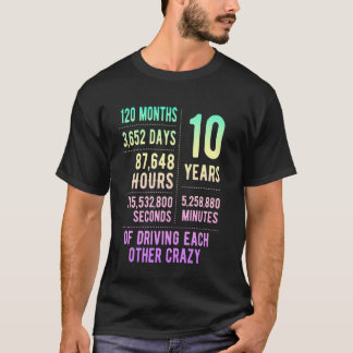 10 Years Married Funny 10th Wedding Anniversary T-Shirt