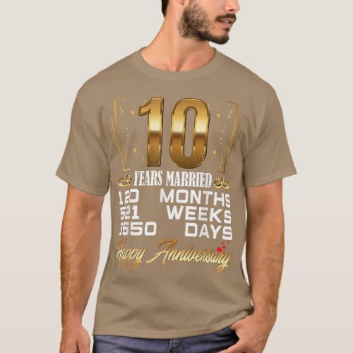 10 Years Married  Funny 10th Wedding Anniversary  T_Shirt