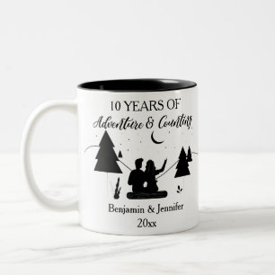 10 Years of adventure & counting Custom Names Two-Tone Coffee Mug