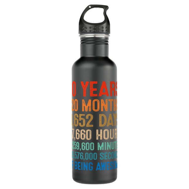 10 Years Of Being Awesome 10th Birthday Boys Girls Stainless Steel Water Bottle (Front)