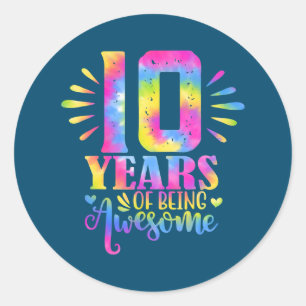 10 Years Of Being Awesome 10th Birthday Girl Classic Round Sticker