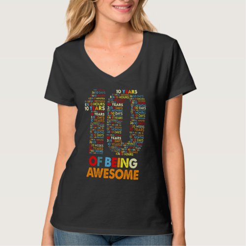 10 Years Of Being Awesome 120 Months 10th Birthday T_Shirt