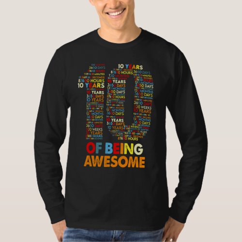 10 Years Of Being Awesome 120 Months 10th Birthday T_Shirt