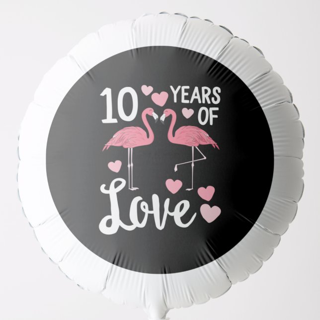 10 Years Of Matching Anniversary Flamingo Couple Balloon (Front)