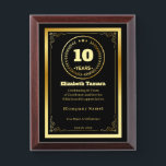 10 Years of Service – Custom Appreciation Gift Award Plaque<br><div class="desc">Honor 10 incredible years of dedication with this personalized appreciation gift — perfect for recognizing employees, coworkers, or team members. This elegant design allows you to customize the name, company, date, and a heartfelt message, making it a truly meaningful keepsake. Whether it’s for a work anniversary, recognition event, or company...</div>