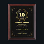 10 Years of Service – Custom Appreciation Gift Award Plaque<br><div class="desc">Celebrate a decade of dedication with this elegant 10 Years of Service gift. This personalized design honors employees, managers, or team members for their loyalty, exceptional performance, and significant contributions. Customize with the recipient’s name, company name, service years, date, and a meaningful message to create a lasting token of appreciation....</div>