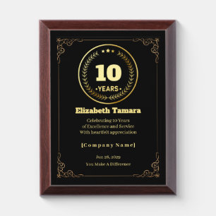 10 Years of Service – Custom Appreciation Gift Award Plaque