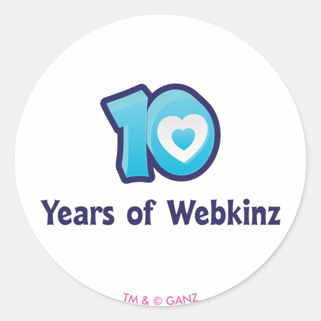 10 Years of Webkinz Logo Classic Round Sticker (Front)
