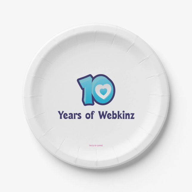 10 Years of Webkinz Logo Paper Plates (Front)