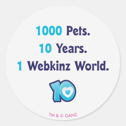 10 Years of Webkinz Stats Classic Round Sticker