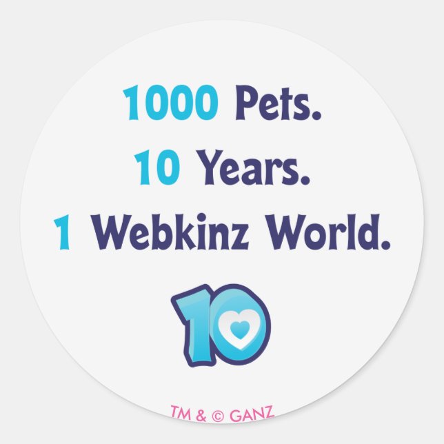 10 Years of Webkinz Stats Classic Round Sticker (Front)