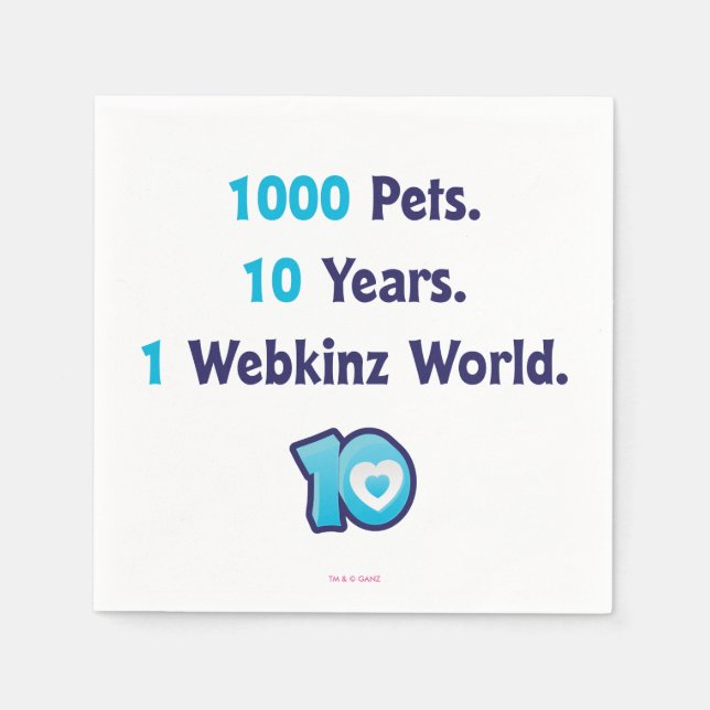10 Years of Webkinz Stats Napkins (Front)