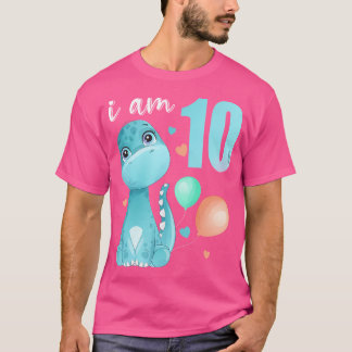 10 Years Old 10 Birthday Outfit Boy Girl Dino Dino T-Shirt
