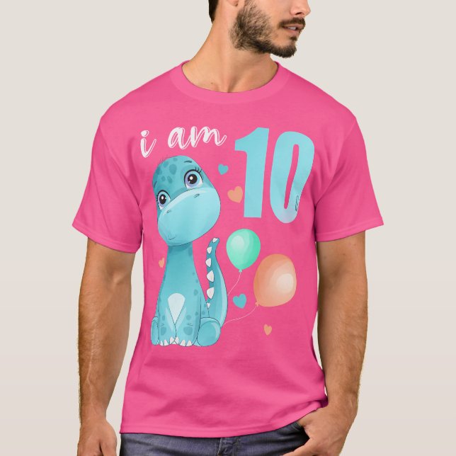 10 Years Old 10 Birthday Outfit Boy Girl Dino Dino T-Shirt (Front)