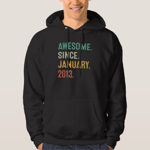 10 Years Old  10th Bday Boys Awesome Since January Hoodie