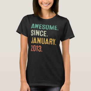 10 Years Old 10th Bday Boys Awesome Since January T-Shirt