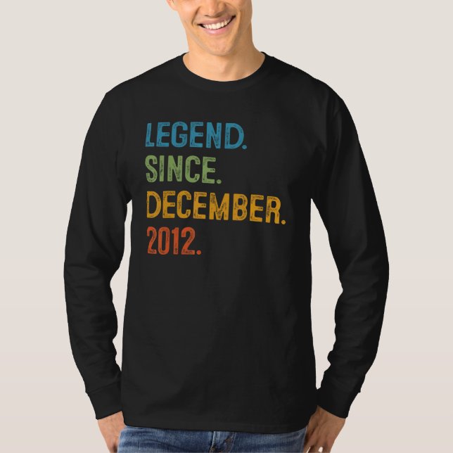 10 Years Old  10th Bday Boys Legend Since December T-Shirt (Front)