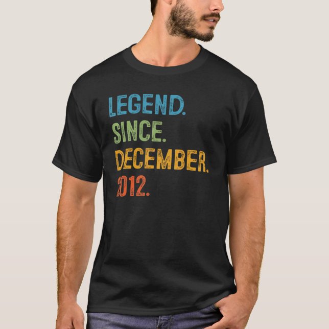 10 Years Old  10th Bday Boys Legend Since December T-Shirt (Front)