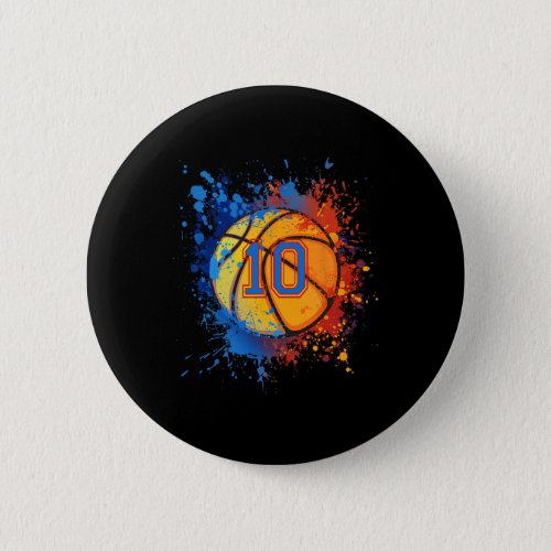 10 Years Old 10th Birthday Basketball Gift For Boy Button