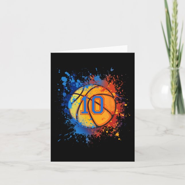 10 Years Old 10th Birthday Basketball Gift For Boy Card (Front)