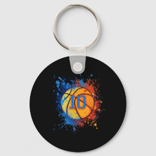 10 Years Old 10th Birthday Basketball Gift For Boy Keychain