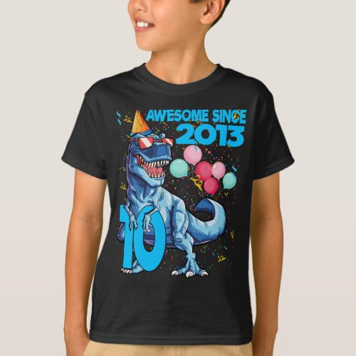 10 Years Old 10th Birthday Dinosaur Boy Party 2013 T_Shirt