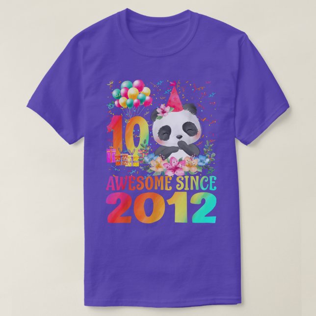 10 Years Old 10th Birthday Panda Awesome Since 201 T-Shirt (Design Front)