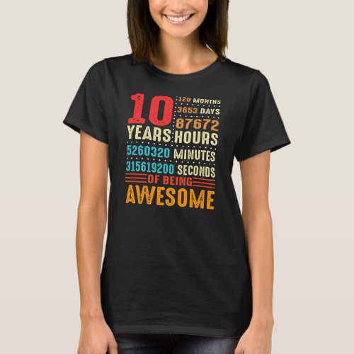 10 Years Old 10th Birthday Vintage 120 Months For T_Shirt