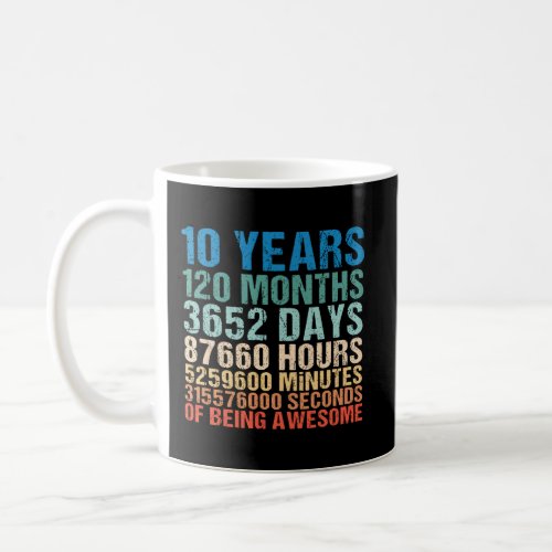 10 Years Old 10Th Birthday Vintage Retro 120 Month Coffee Mug
