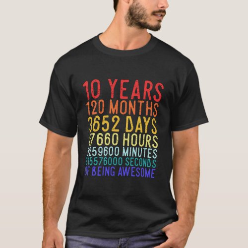 10 Years Old 10Th Birthday Vintage Retro T Shirt 1