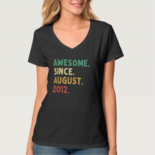 10 Years Old  Awesome Since August 2012 10th Birth T_Shirt