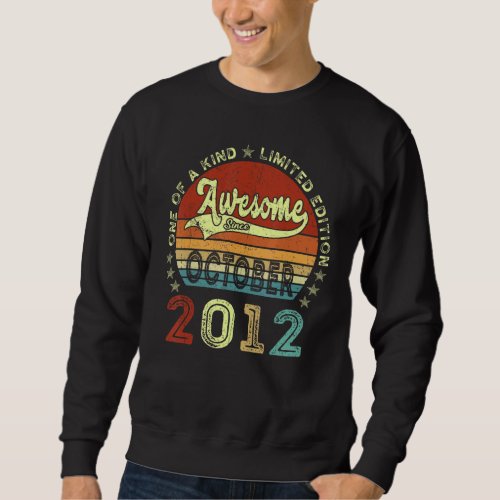 10 Years Old  Awesome Since October 2012 10th Birt Sweatshirt