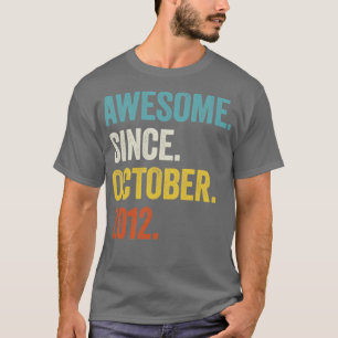 10 Years Old Awesome Since October 2012 10th Birth T-Shirt