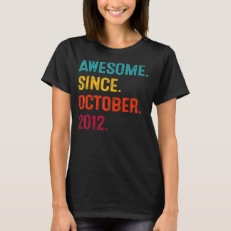 10 Years Old Awesome Since October 2012 10th Birth T-Shirt