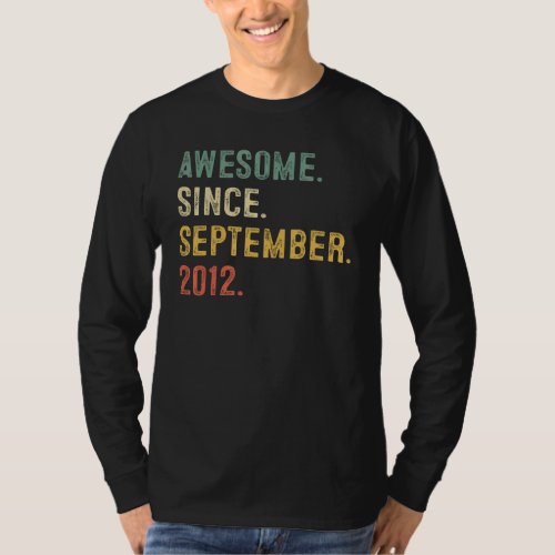 10 Years Old  Awesome Since September 2012 10th Bi T_Shirt